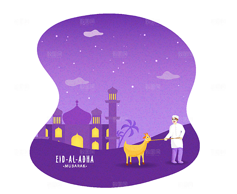 城市夜晚简约插画场景