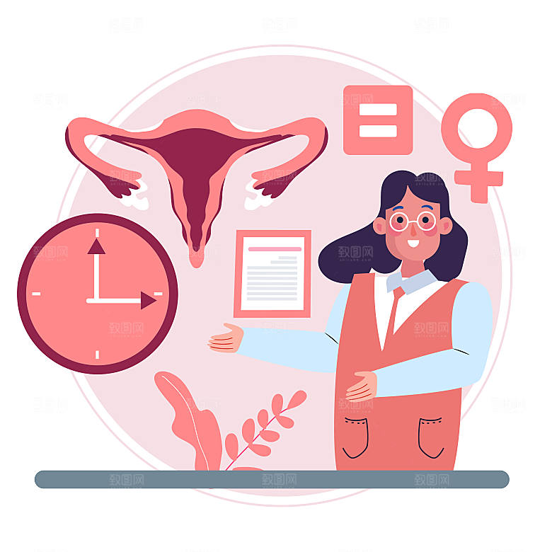 矢量卡通手绘妇产孕妇医生场景插画