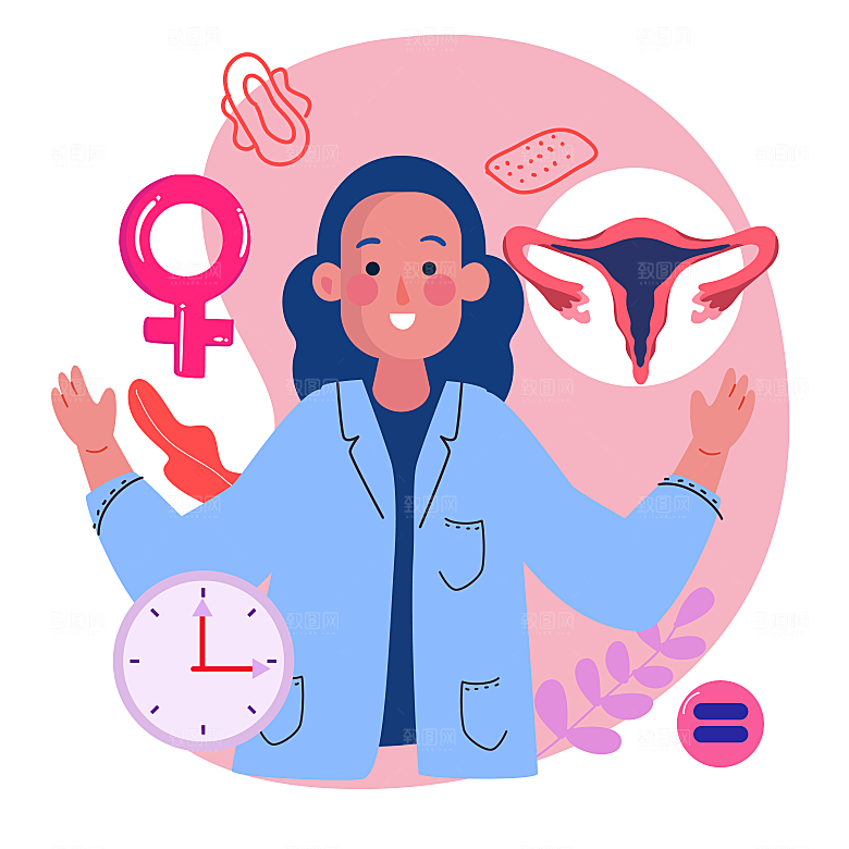 矢量卡通手绘妇产孕妇医生场景插画