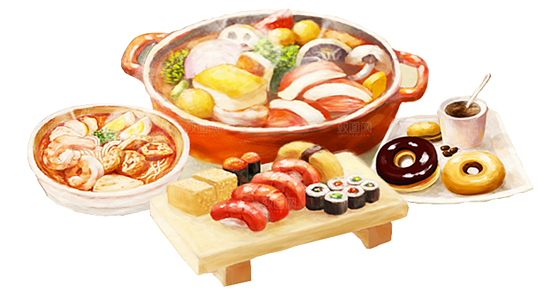 四川重庆自助餐饮火锅美食PNG免抠图素材