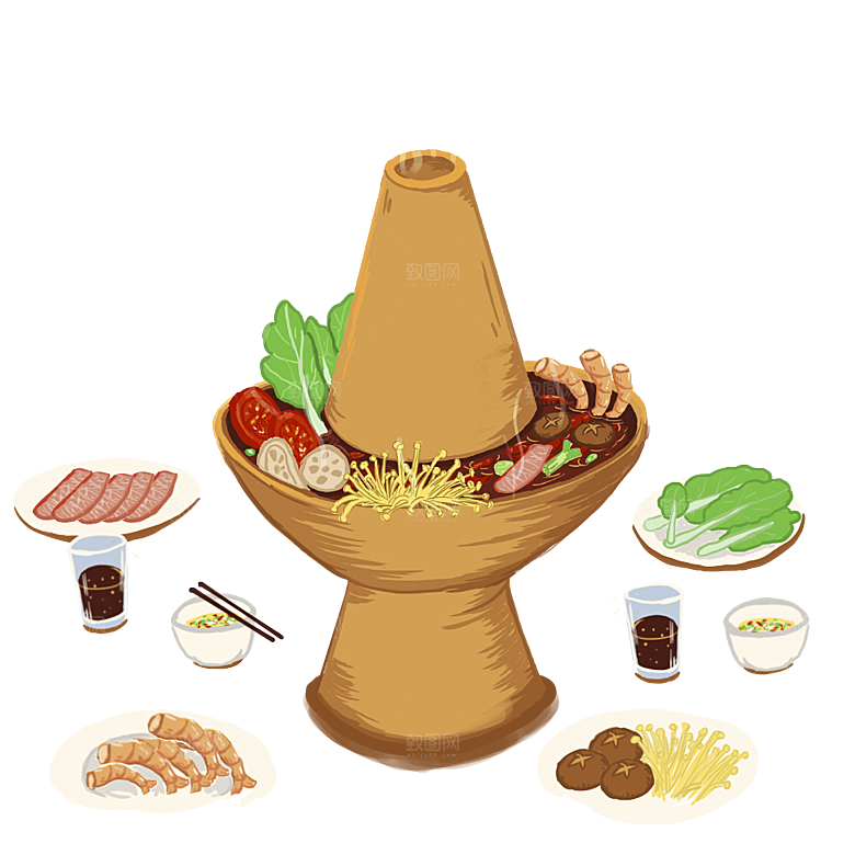 四川重庆自助餐饮火锅美食PNG免抠图