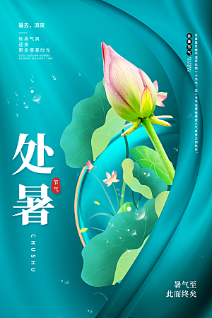 处暑节气简约大气海报