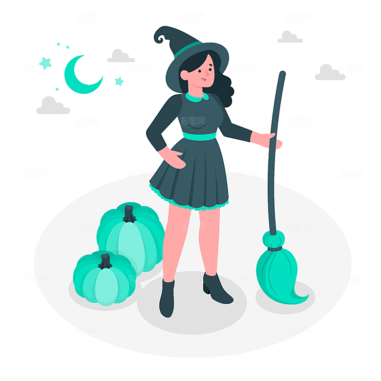 矢量清洁打扫女孩工作插画场景