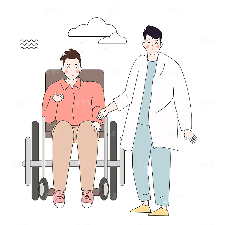 矢量伤患护理复健康复插画