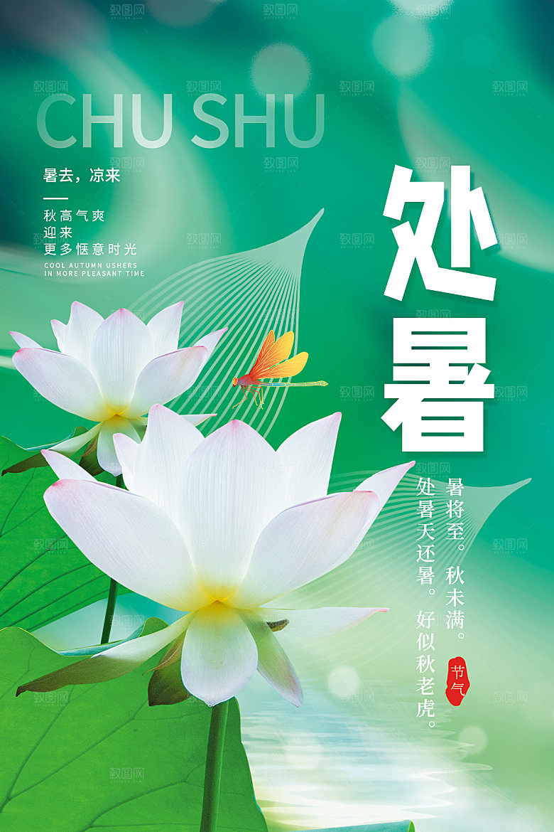 处暑节气简约大气海报