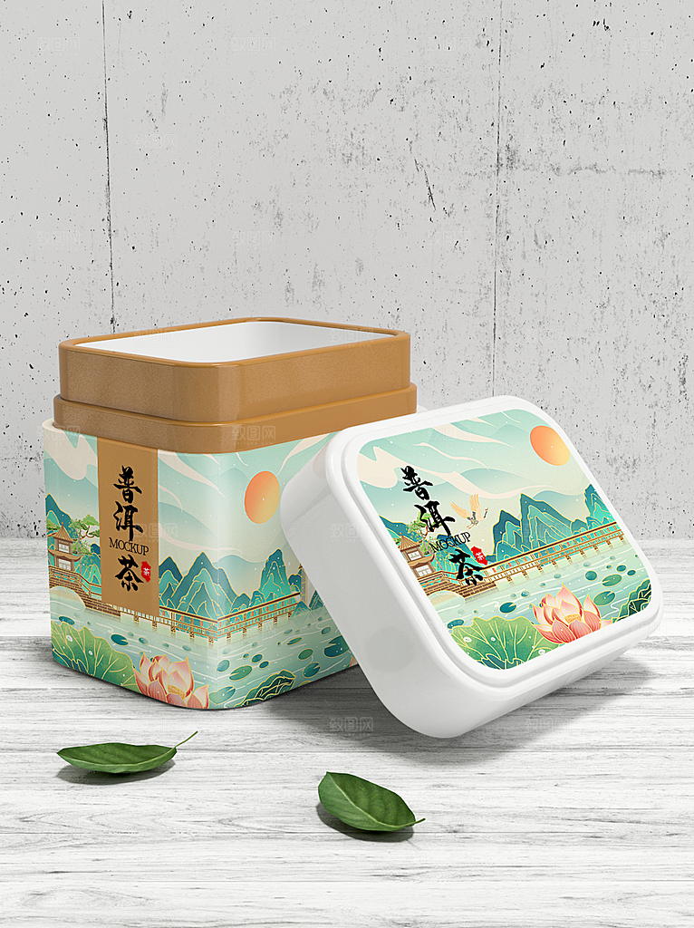 中国风茶叶罐包装礼盒样机