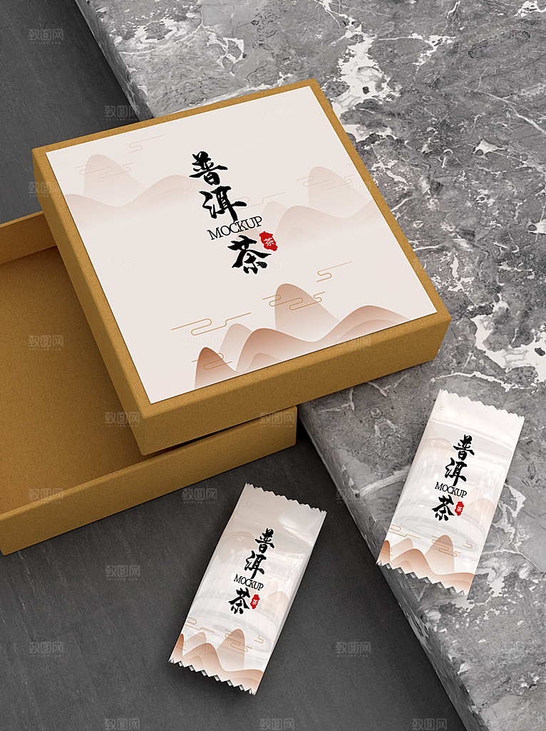 中国风茶叶罐包装礼盒样机