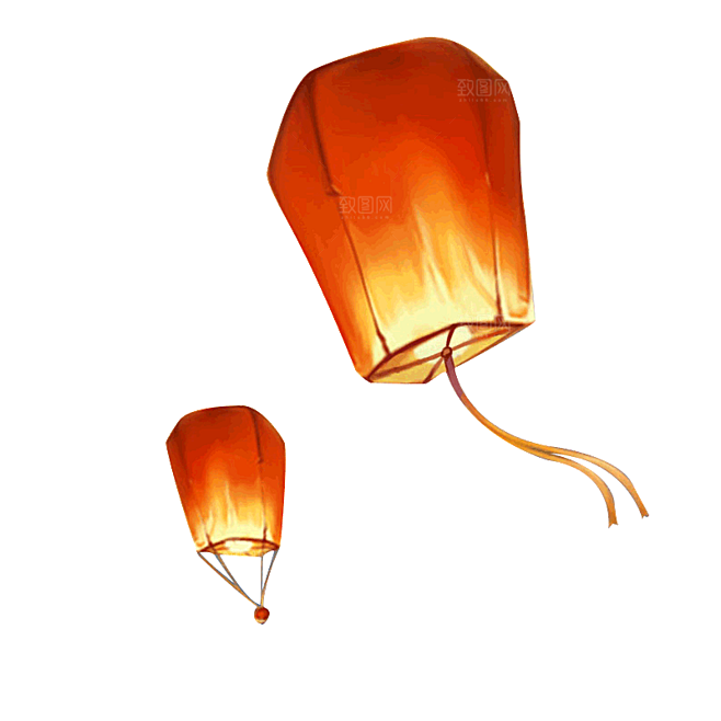 中国风许愿灯孔明灯元宵灯笼PNG素材