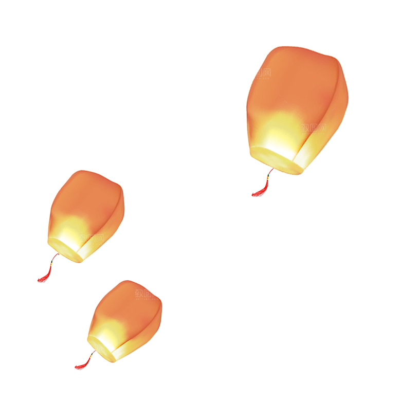 中国风许愿灯孔明灯元宵灯笼PNG