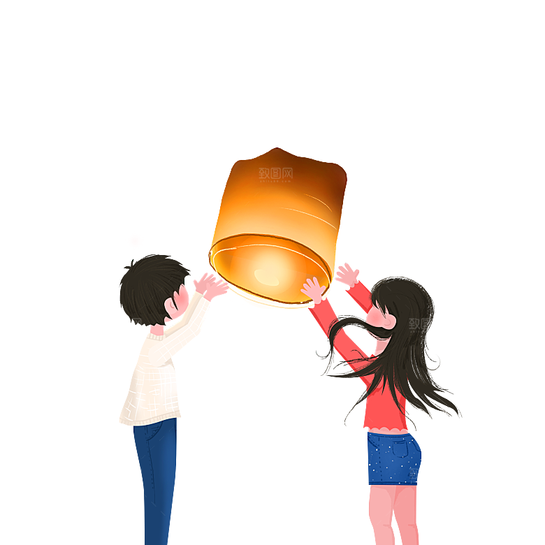 中国风许愿灯孔明灯元宵灯笼PNG