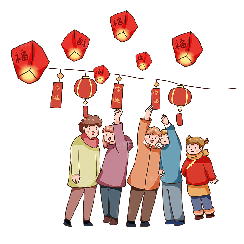 中国风许愿灯孔明灯元宵灯笼PNG