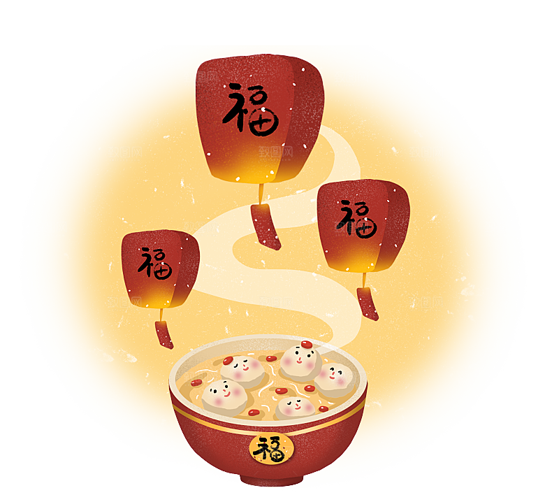 中国风许愿灯孔明灯元宵灯笼PNG素材元素