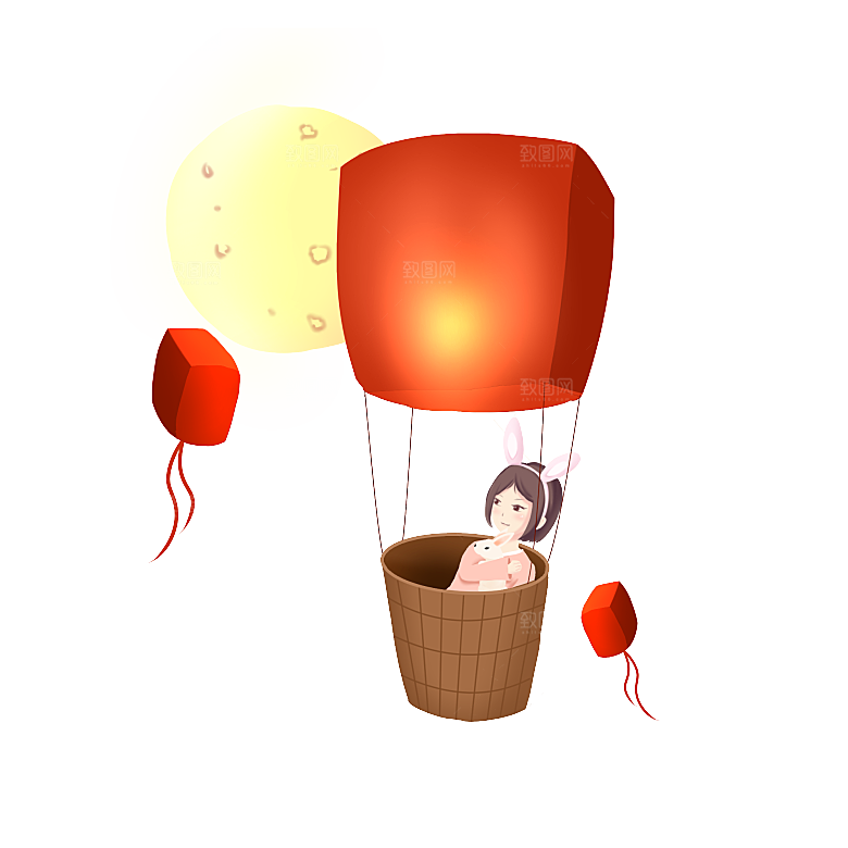 中国风许愿灯孔明灯元宵灯笼PNG素材元素