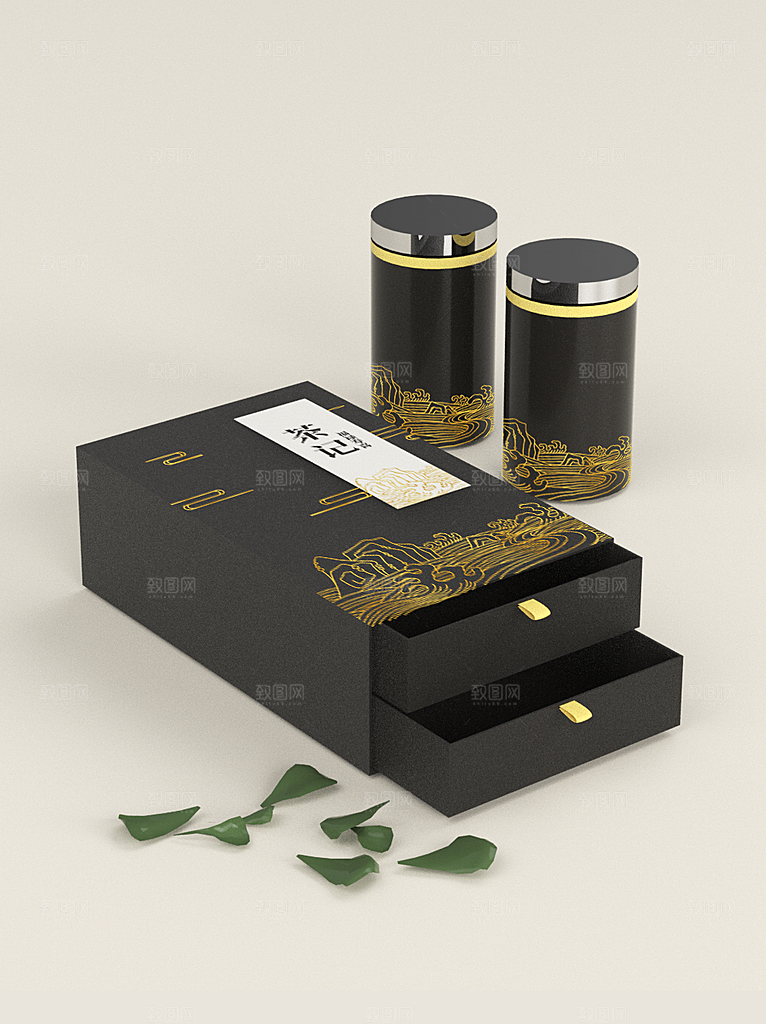 传统茶叶包装茶叶罐包装样机