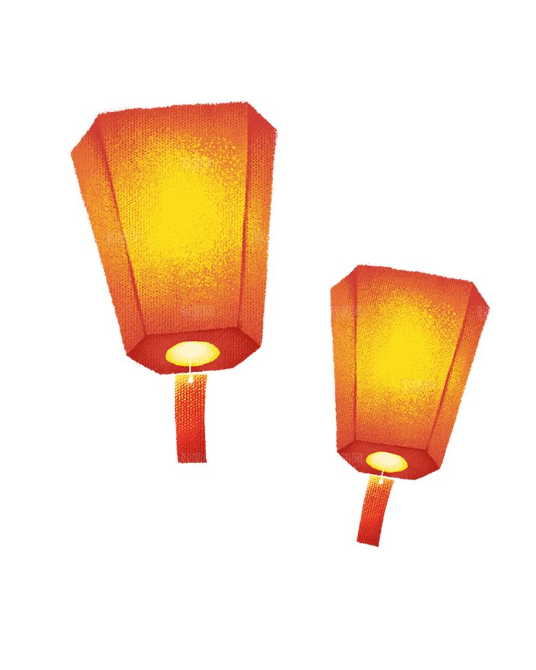 中国风许愿灯孔明灯元宵灯笼PNG
