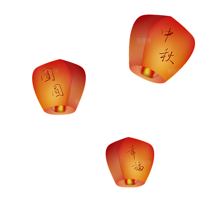 中国风许愿灯孔明灯元宵灯笼PNG素材