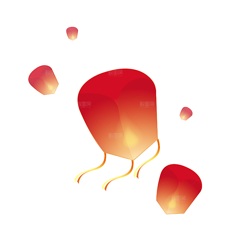 中国风许愿灯孔明灯元宵灯笼PNG素材