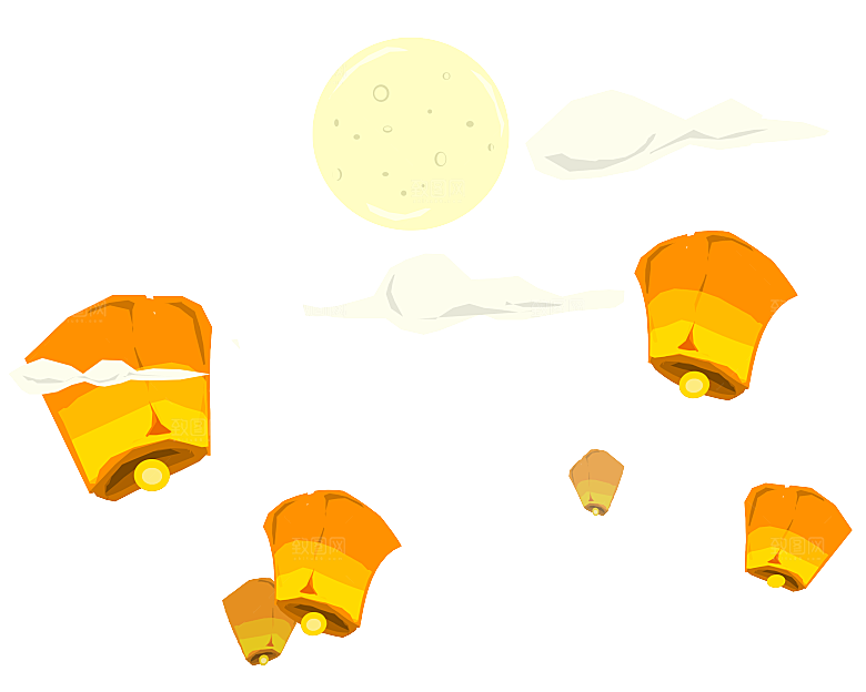 中国风许愿灯孔明灯元宵灯笼PNG