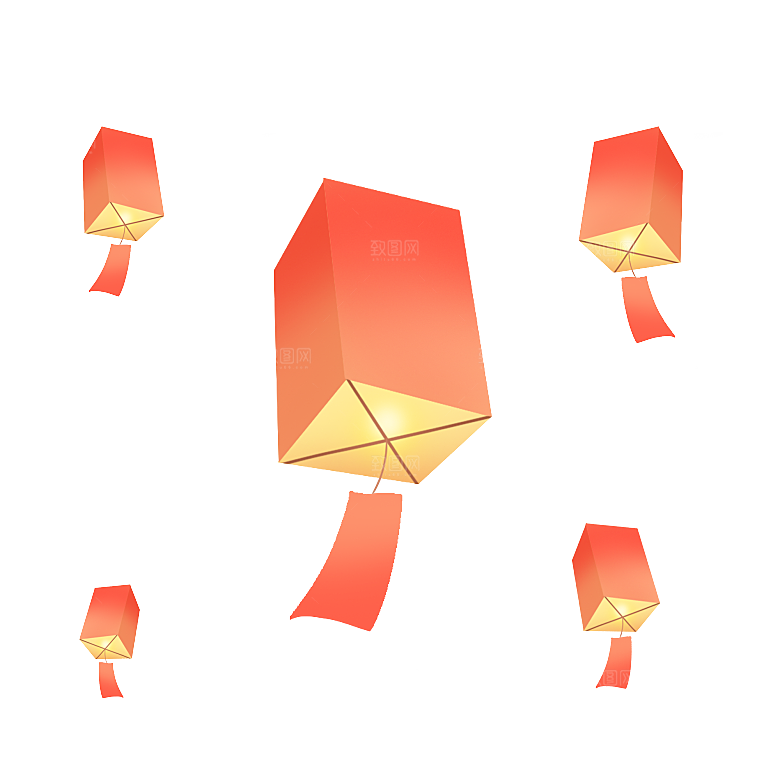 中国风许愿灯孔明灯元宵灯笼PNG