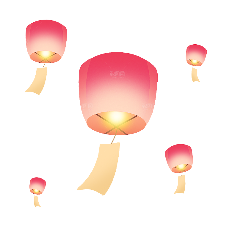 中国风许愿灯孔明灯元宵灯笼PNG