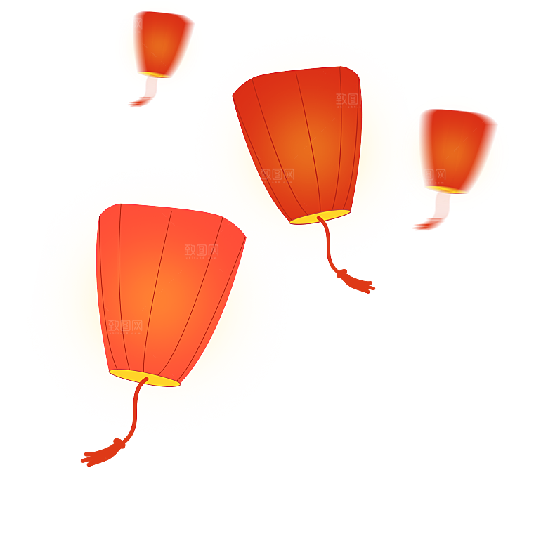 中国风许愿灯孔明灯元宵灯笼PNG