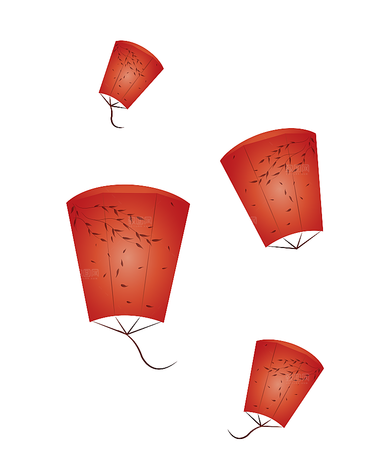 中国风许愿灯孔明灯元宵灯笼PNG