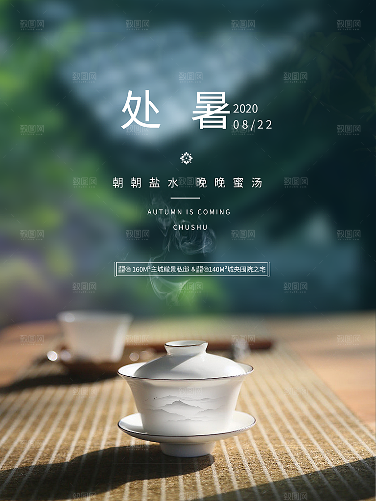 处暑节气简约大气海报