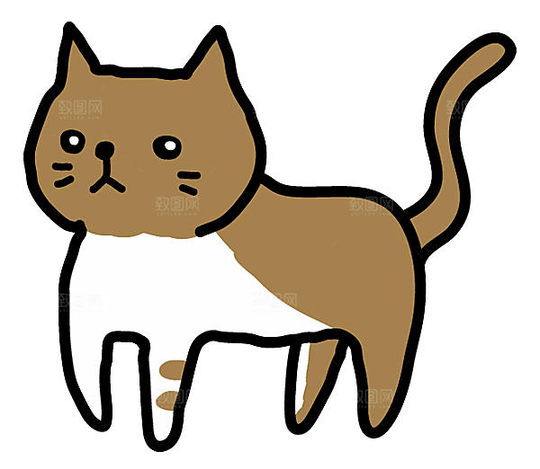 手绘简笔卡通可爱猫咪手账免抠PNG