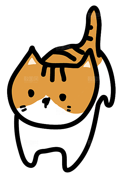 手绘简笔卡通可爱猫咪手账免抠PNG素材