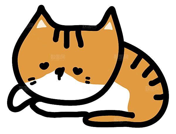 手绘简笔卡通可爱猫咪手账免抠PNG素材