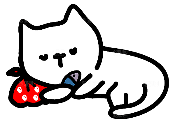 手绘简笔卡通可爱猫咪手账免抠PNG素材