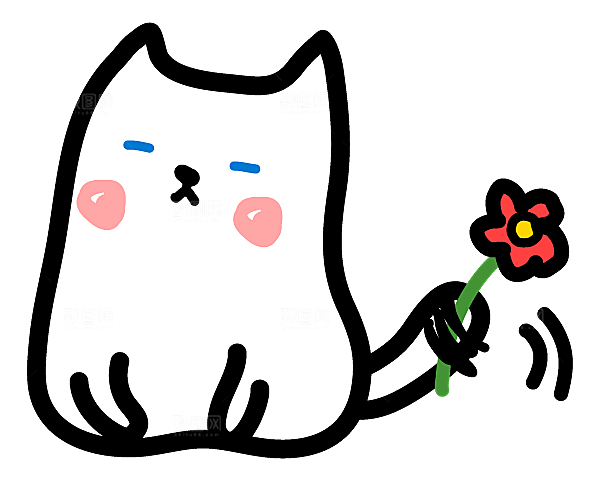 手绘简笔卡通可爱猫咪手账免抠PNG素材