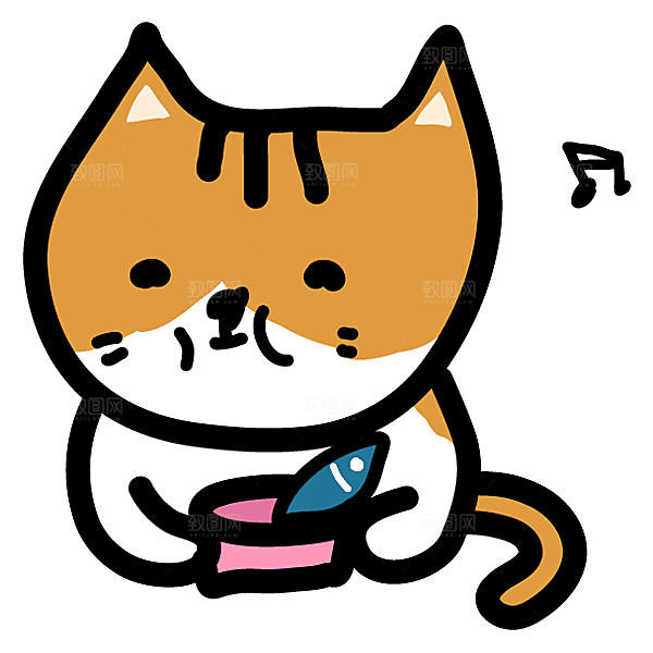 手绘简笔卡通可爱猫咪手账免抠PNG素材