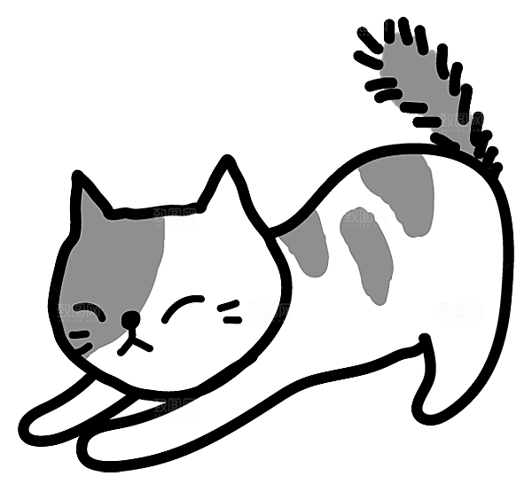 手绘简笔卡通可爱猫咪手账免抠PNG