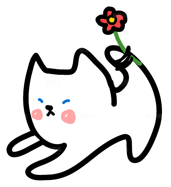 手绘简笔卡通可爱猫咪手账免抠PNG