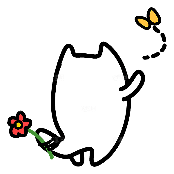 手绘简笔卡通可爱猫咪手账免抠PNG