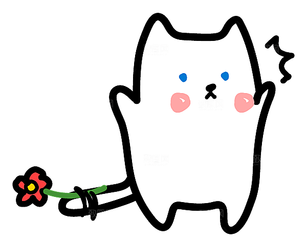 手绘简笔卡通可爱猫咪手账免抠PNG