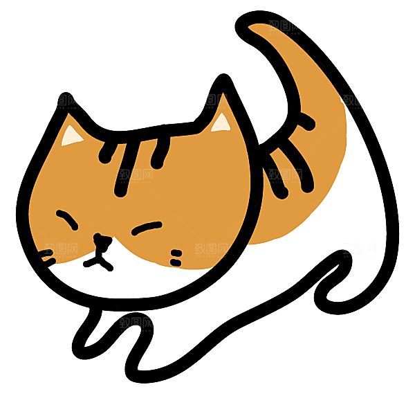 手绘简笔卡通可爱猫咪手账免抠PNG