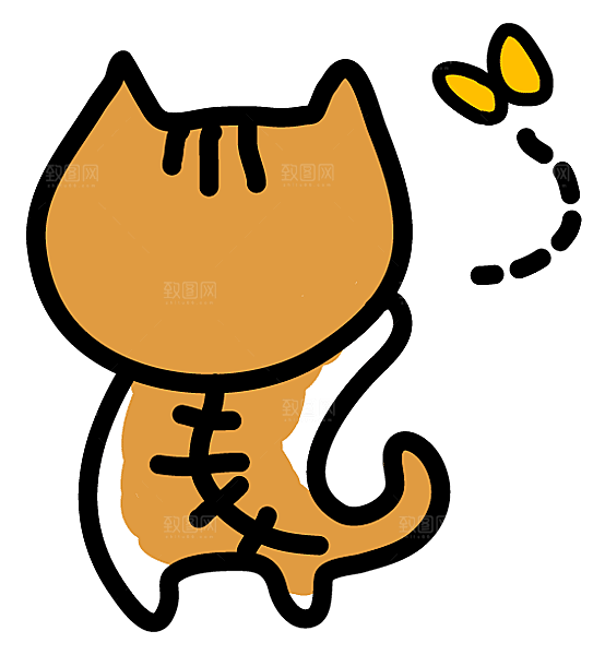 手绘简笔卡通可爱猫咪手账免抠PNG