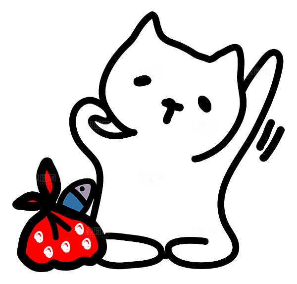 手绘简笔卡通可爱猫咪手账免抠PNG素材