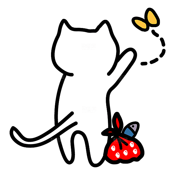 手绘简笔卡通可爱猫咪手账免抠PNG素材