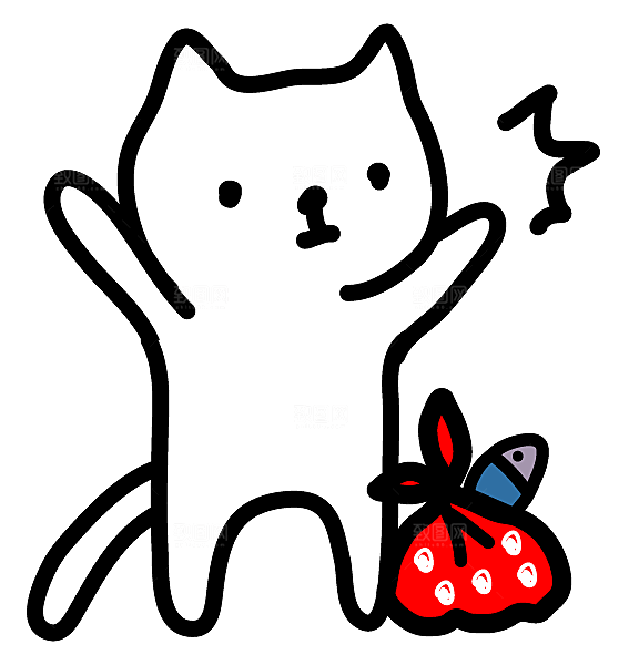 手绘简笔卡通可爱猫咪手账免抠PNG素材