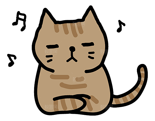 手绘简笔卡通可爱猫咪手账免抠PNG素材