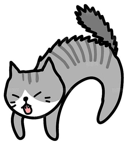 手绘简笔卡通可爱猫咪手账免抠PNG素材