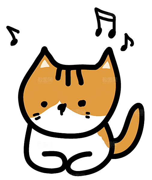 手绘简笔卡通可爱猫咪手账免抠PNG素材