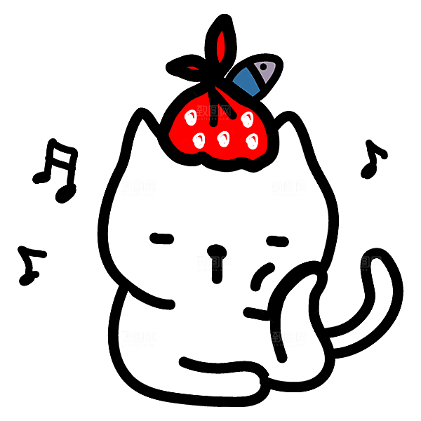 手绘简笔卡通可爱猫咪手账免抠PNG