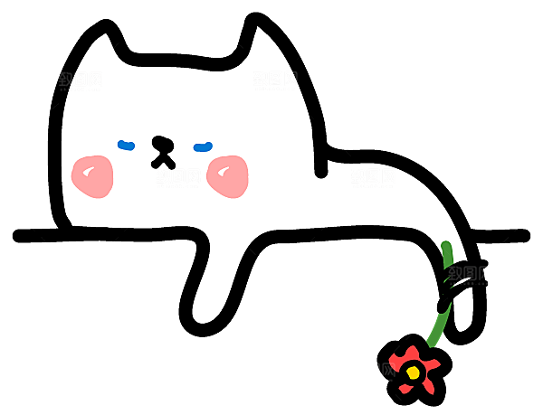 手绘简笔卡通可爱猫咪手账免抠PNG
