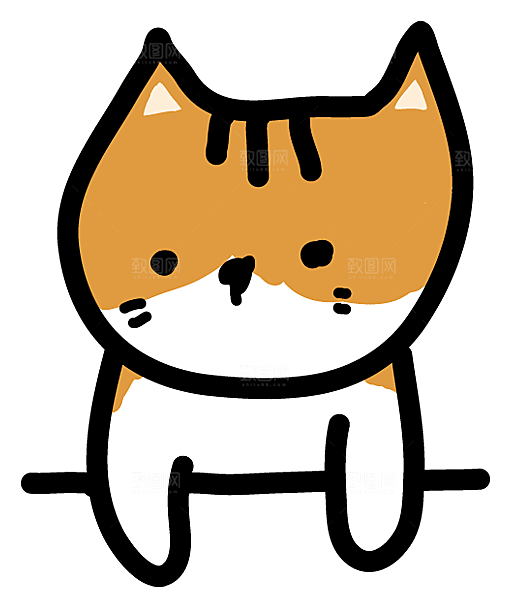 手绘简笔卡通可爱猫咪手账免抠PNG
