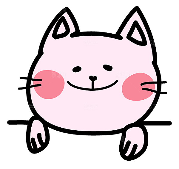 手绘简笔卡通可爱猫咪手账免抠PNG素材