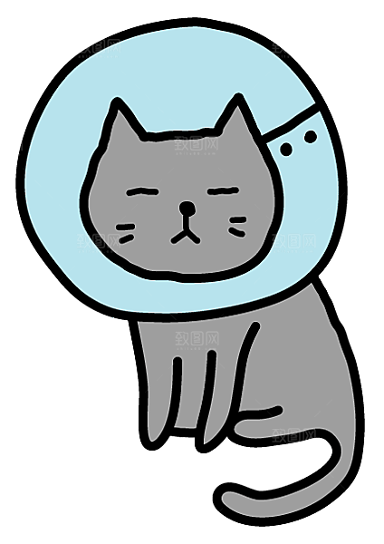 手绘简笔卡通可爱猫咪手账免抠PNG素材